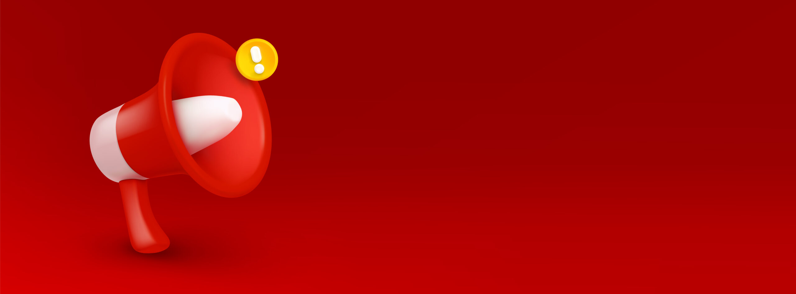 loudspeaker, megaphone on red background